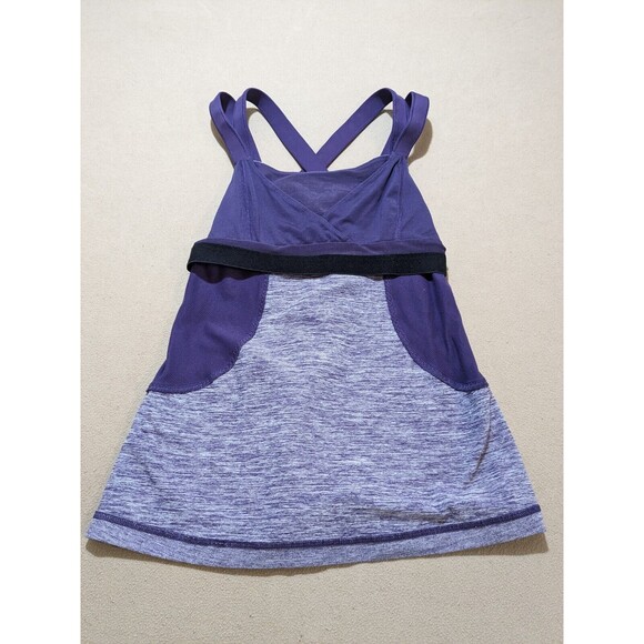 Lululemon Womens Chaturanga Tank Top Heathered Concord Grape Size 6 Double Strap - Picture 3 of 10